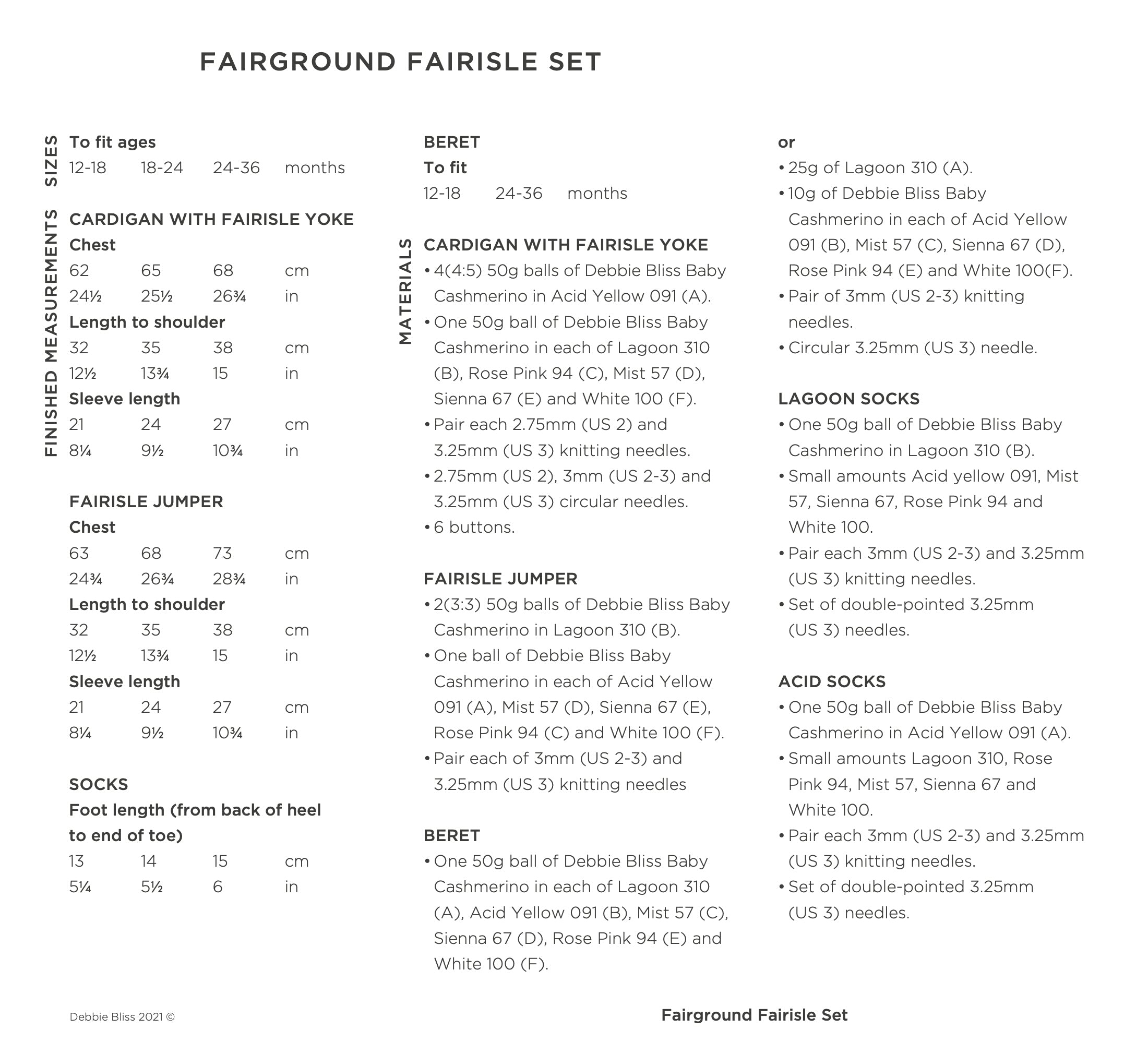 Debbie Bliss Fairground Fairisle Set Knitting Pattern
