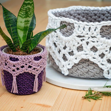 Lace Top Crochet Basket