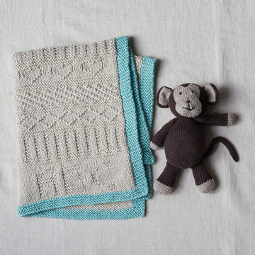 Debbie Bliss Gansey Style Baby Blanket & Monkey Knitting Pattern