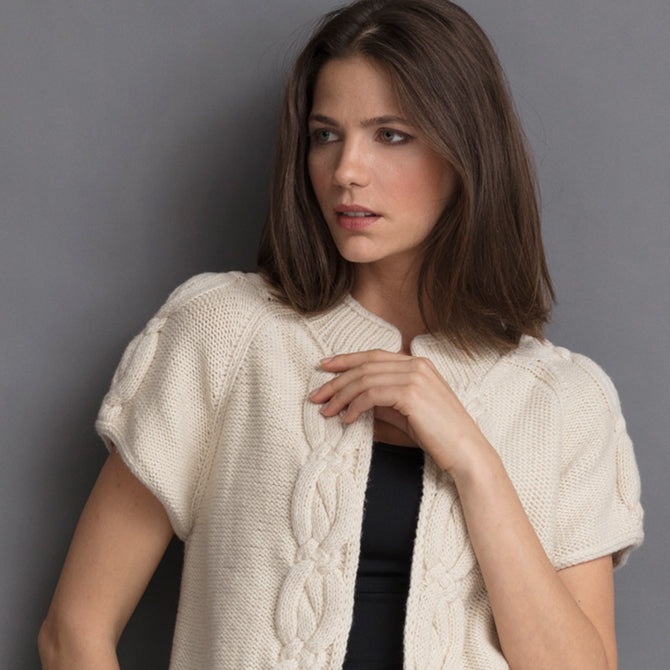 String Pamela Cabled Vest Cardigan Knitting Pattern