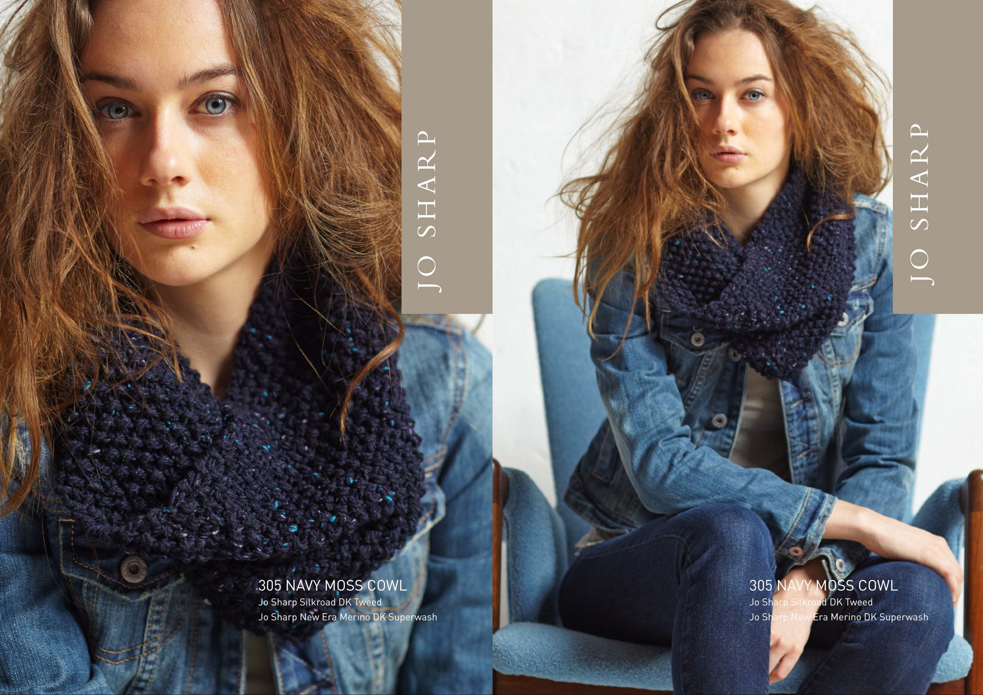 Jo Sharp Navy Moss Cowl Knitting Pattern