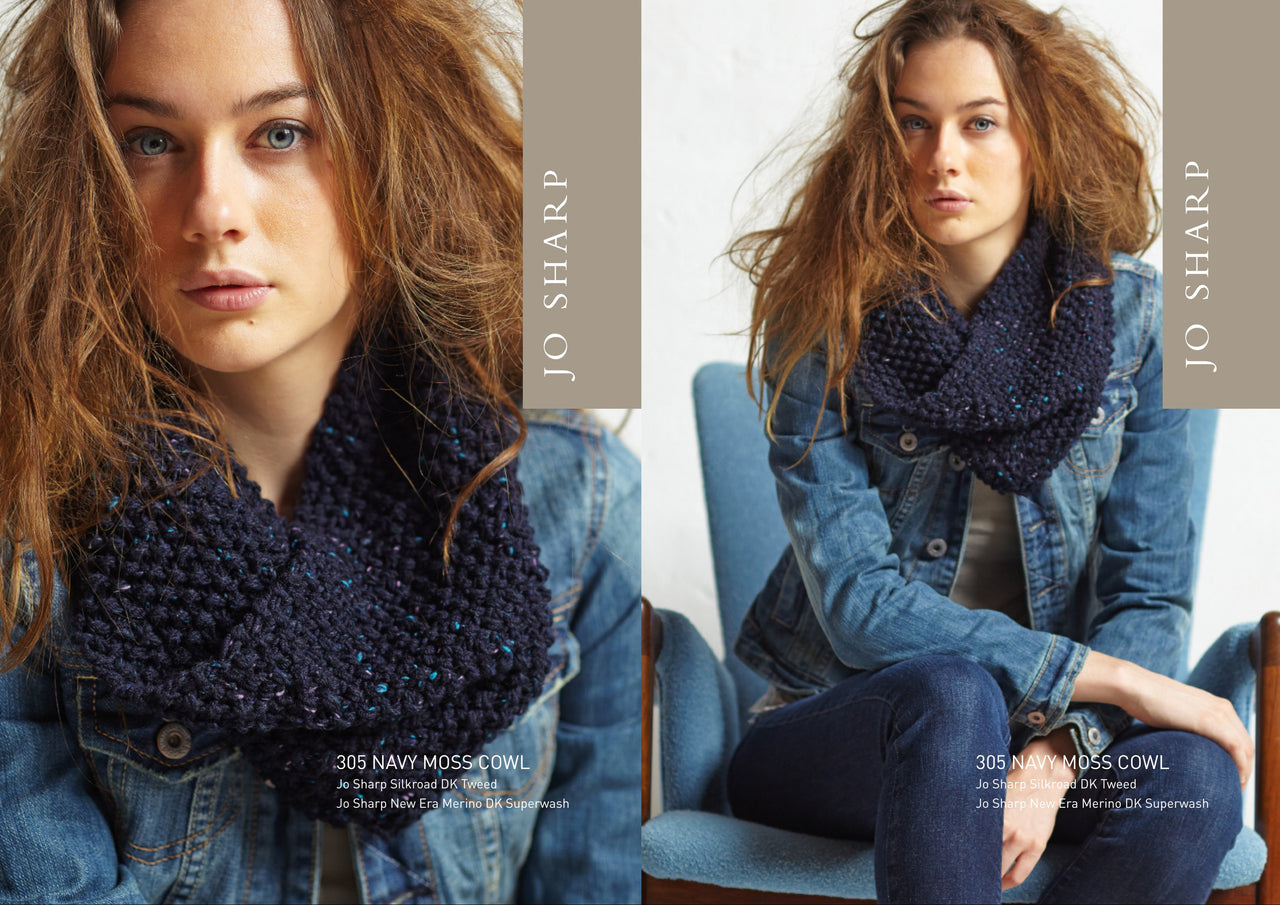 Jo Sharp Navy Moss Cowl Knitting Pattern