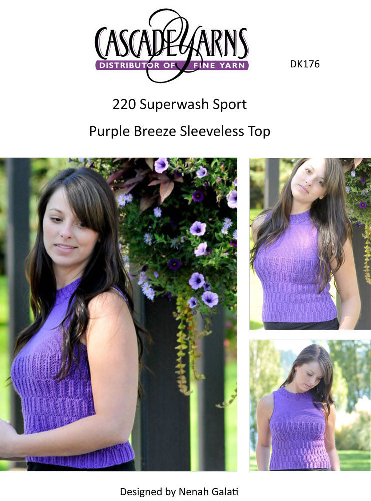 Purple Breeze Sleeveless Top in Cascade 220 Superwash Sport - DK176 - Free PDF