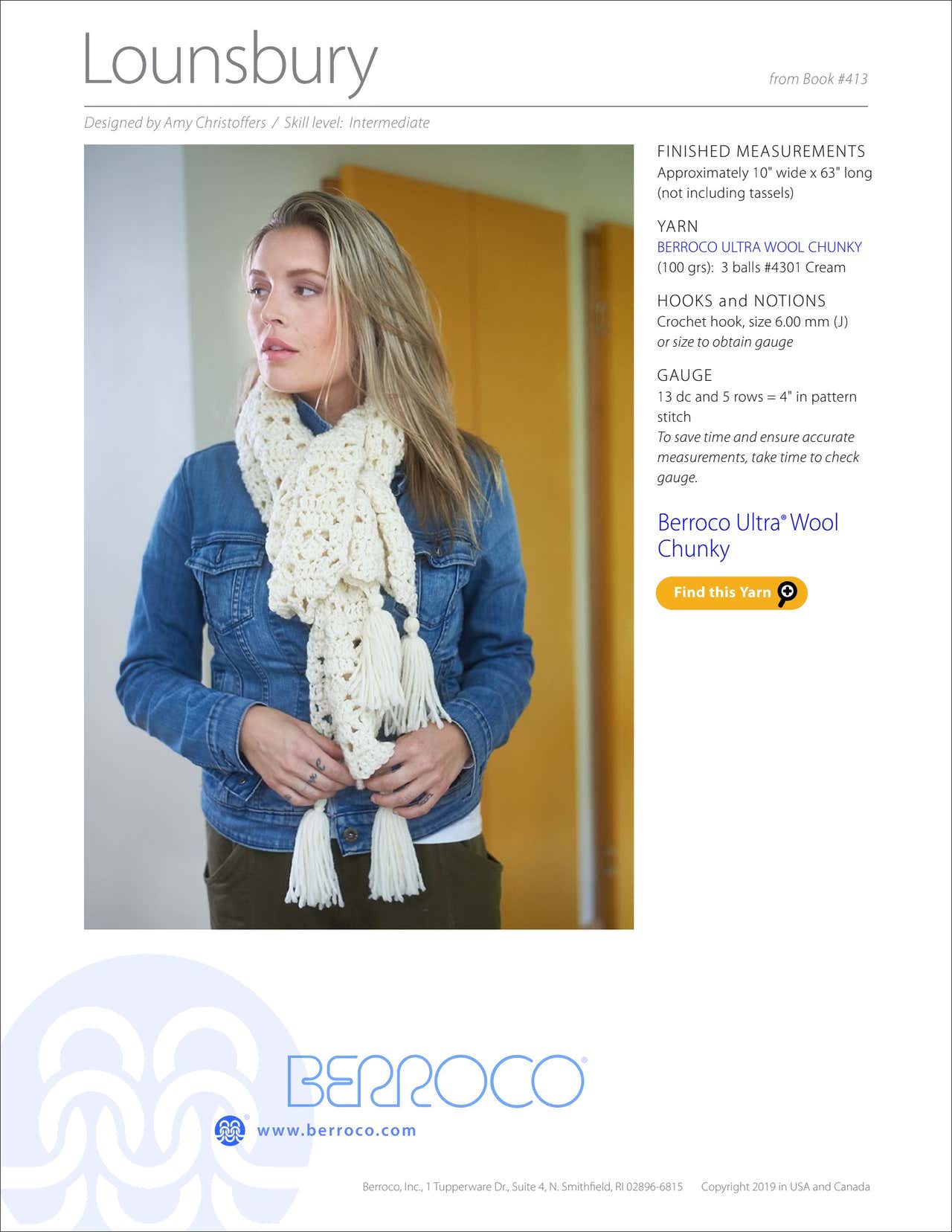 Berroco Lounsbury Scarf Crochet Pattern