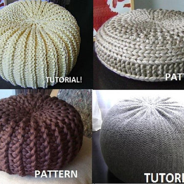 9 Knitted & Crochet Pouf Floor cushion Patterns Crochet Pattern Knit Pattern Pouf Ottoman Pattern