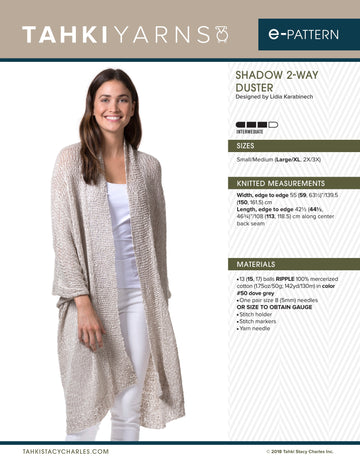 Tahki Yarns Shadow 2-Way Duster Knitting Pattern