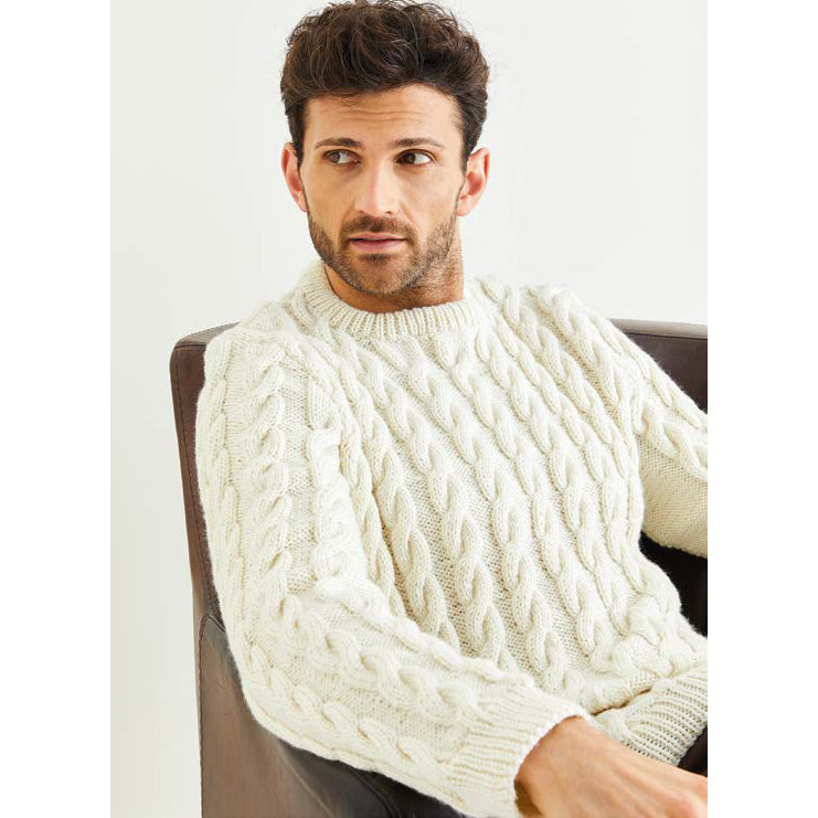 Sirdar Cabled Crew Neck Jumper Knitting Pattern