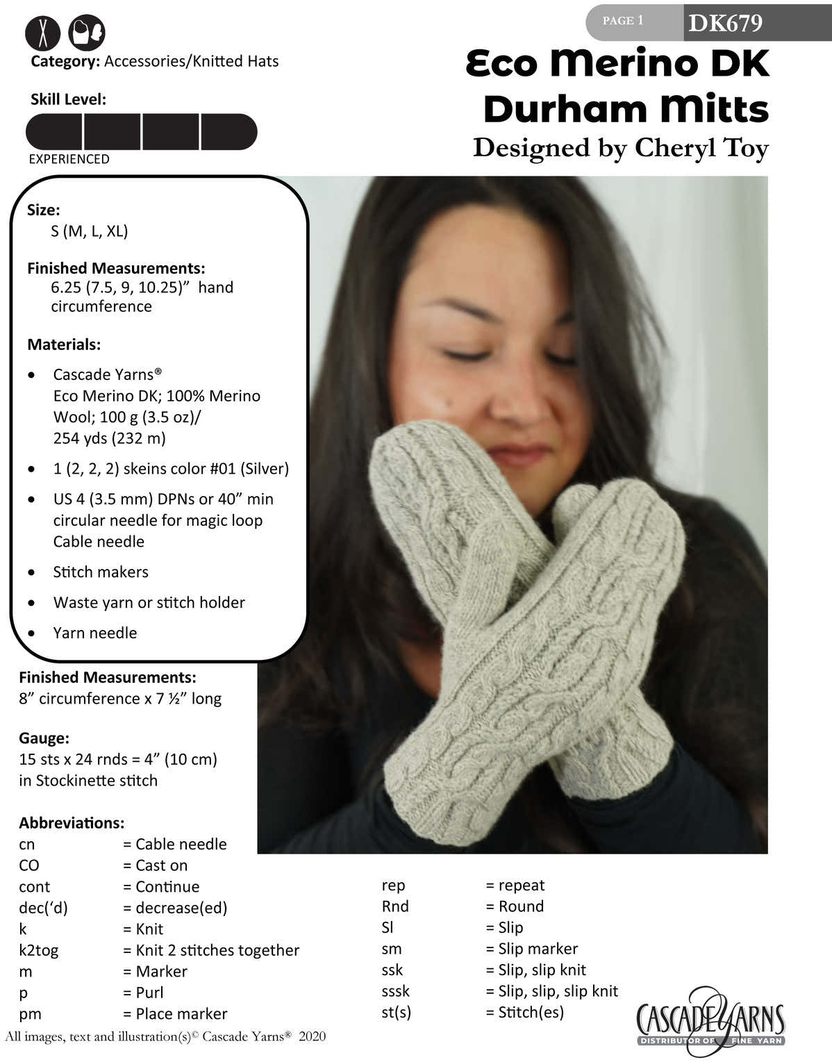 Cascade Yarns DK Durham Mittens Knitting Pattern