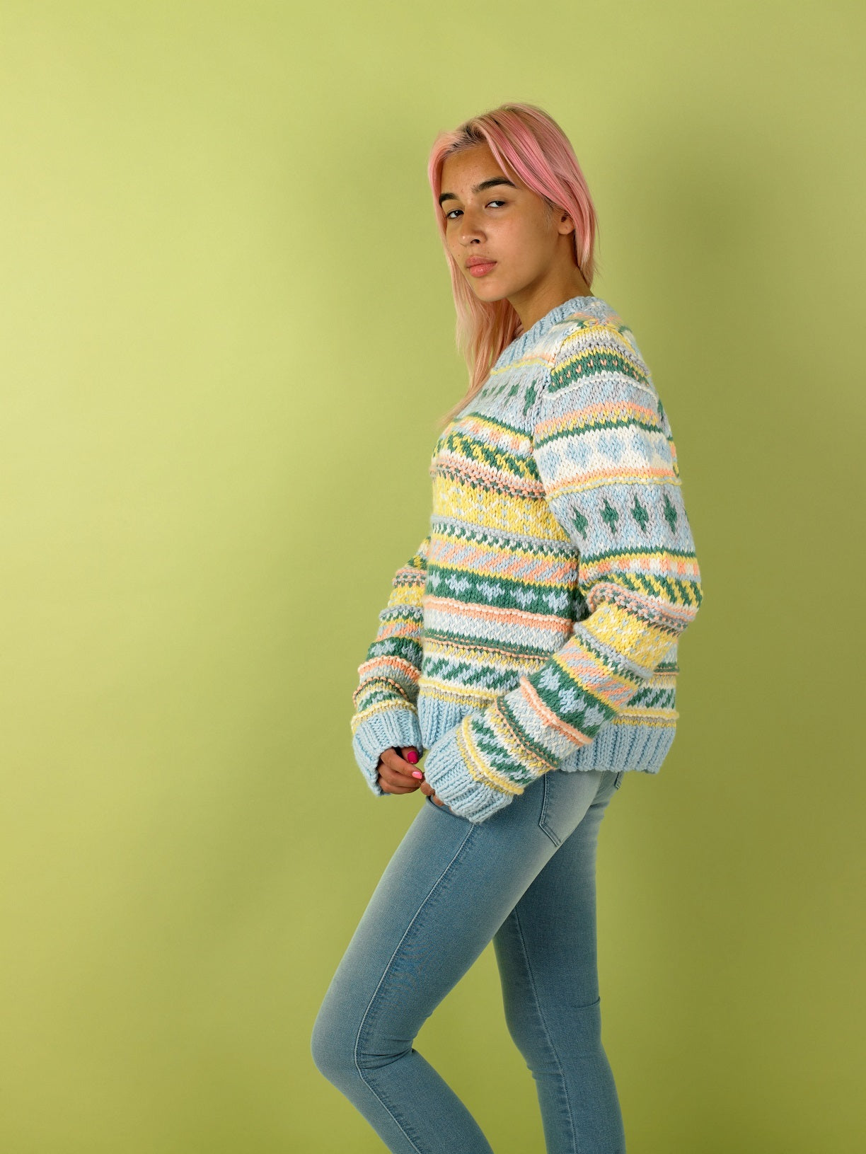 Paintbox Yarns Fizzy Fairisle Sweater for Grown Ups Knitting Pattern