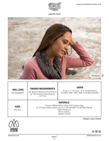 AMANO Juanita Cowl Knitting Pattern
