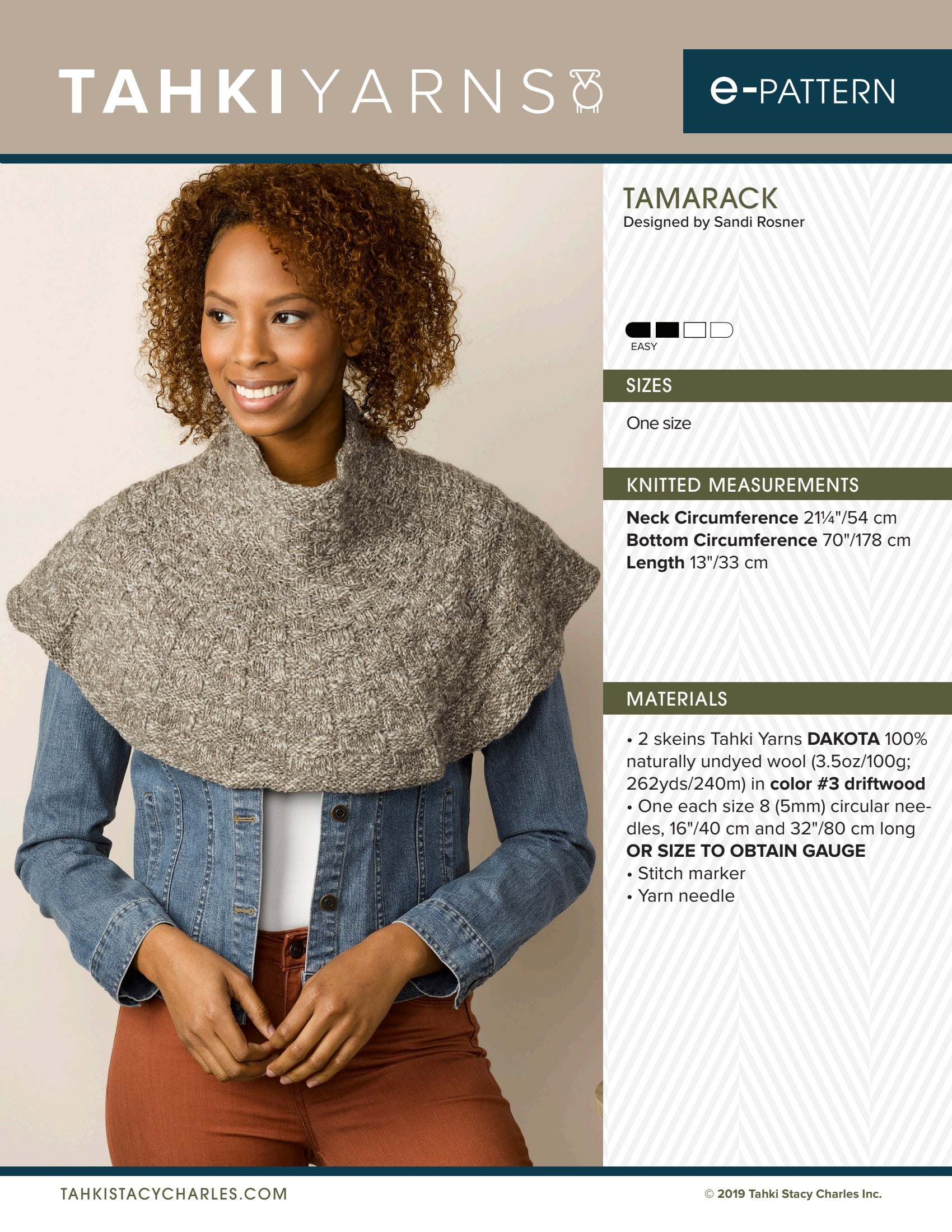 Tahki Yarns Tamarack Knitting Pattern