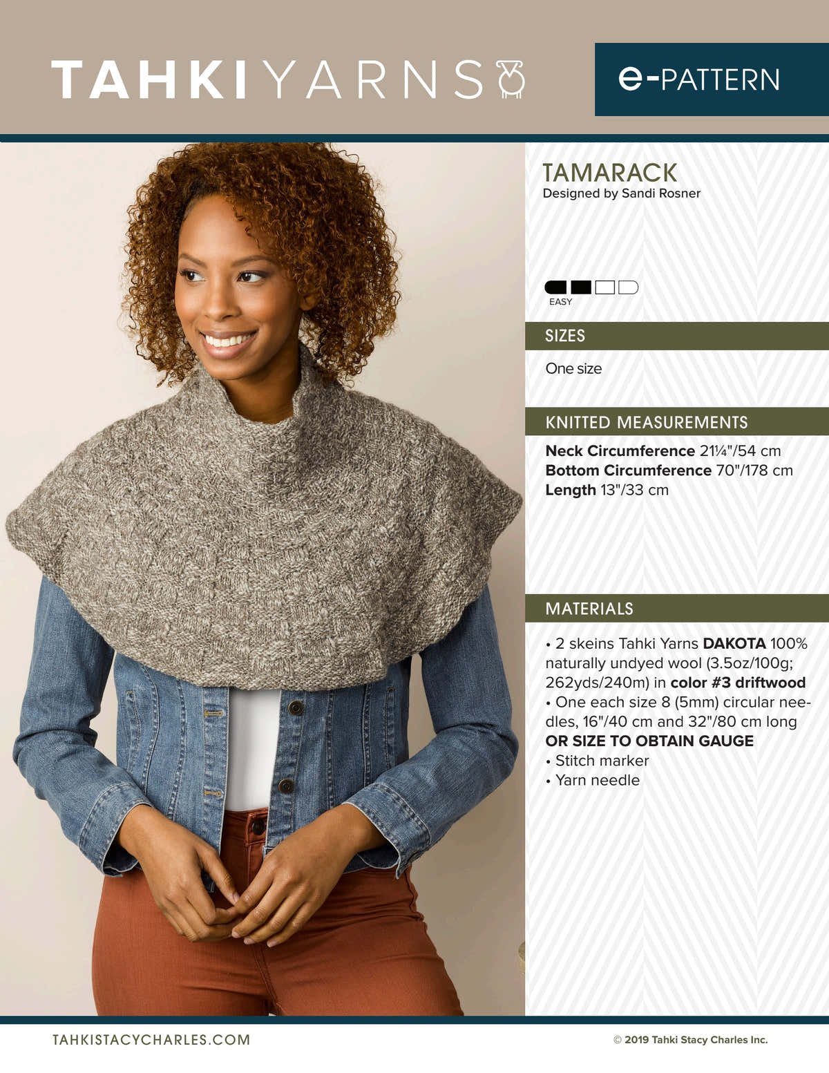 Tahki Yarns Tamarack Knitting Pattern