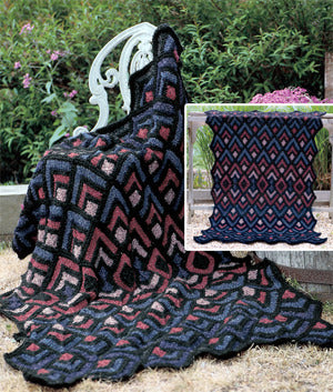 Homespun Mitered Afghan Blanket Knitting Pattern