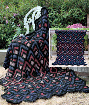 Homespun Mitered Afghan Blanket Knitting Pattern