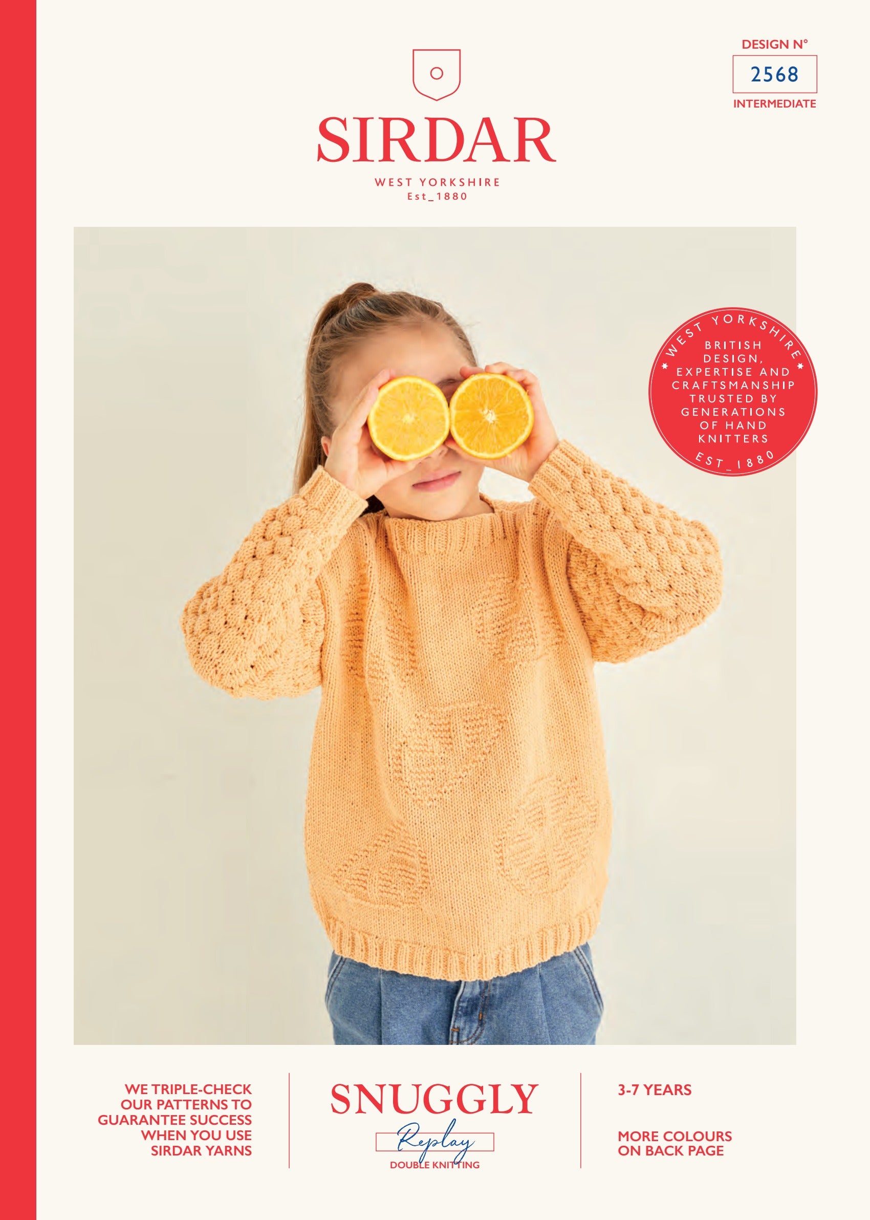 Sirdar Orange Segment Wide Neck Sweater Knitting Pattern