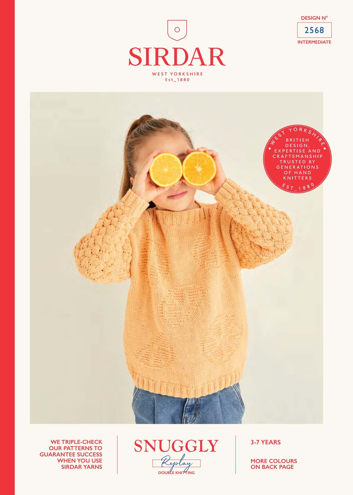Sirdar Orange Segment Wide Neck Sweater Knitting Pattern