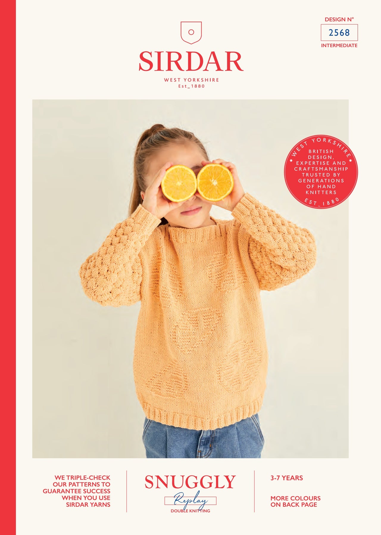Sirdar Orange Segment Wide Neck Sweater Knitting Pattern
