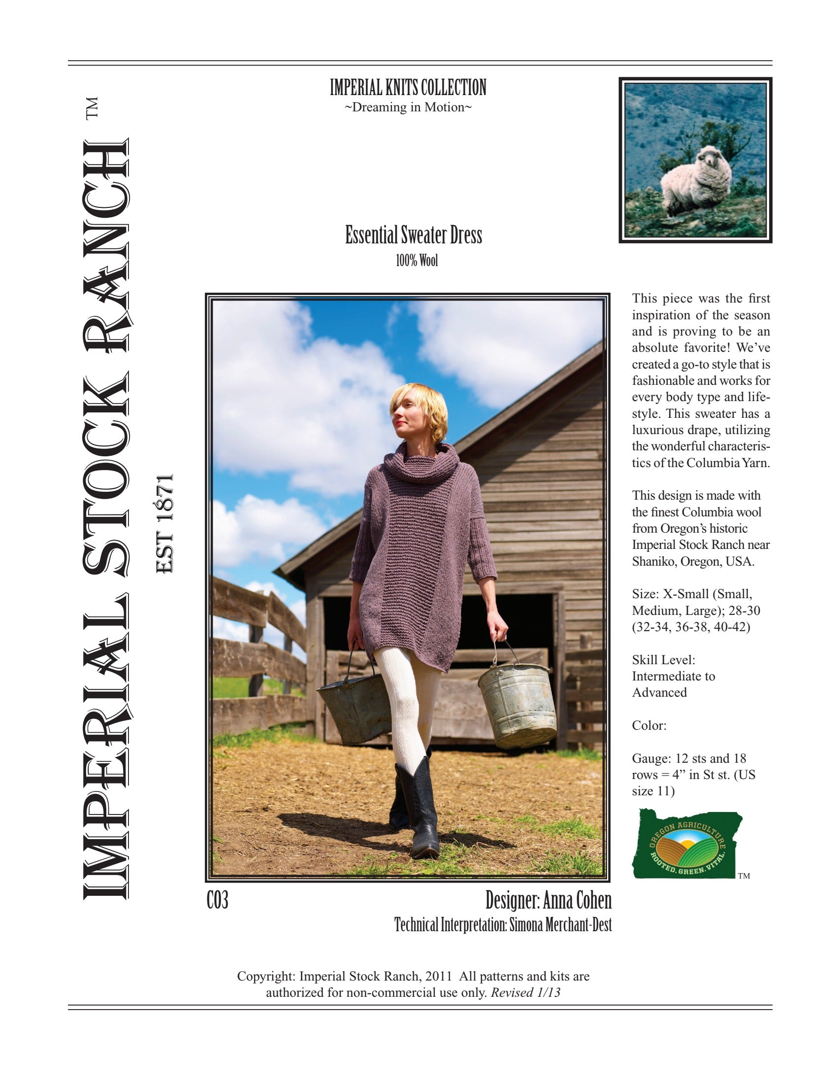Imperial Yarn Essential Sweater Dress Knitting Pattern