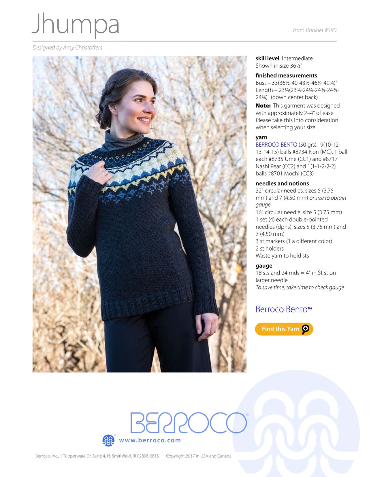 Berroco Jhumpa Jumper Knitting Pattern