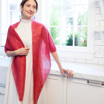 Churchmouse Studio Demi Lune Scarf in Rowan Kidsilk Haze/Tosh Silk Cloud
