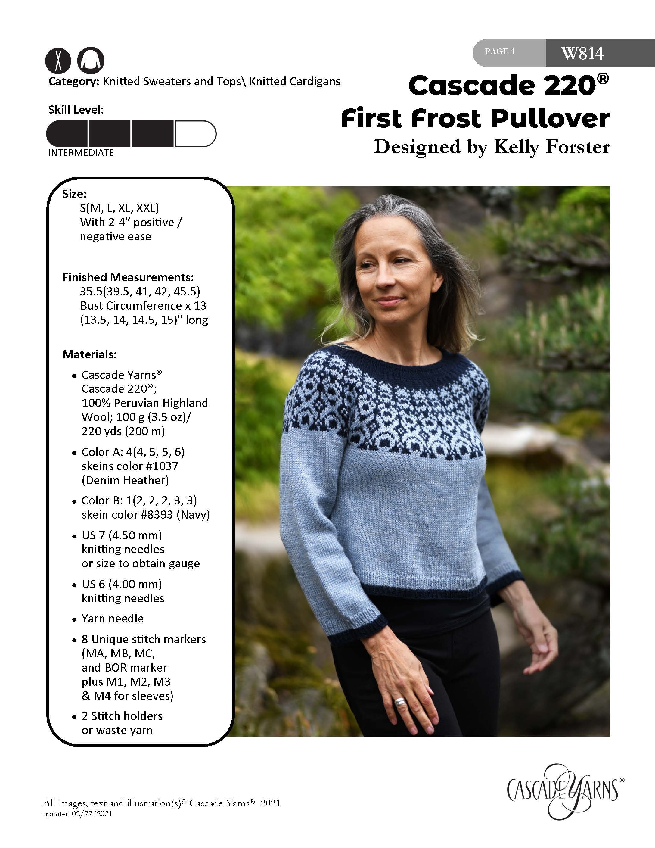 Cascade Yarns W First Frost Pullover Jumper Knitting Pattern