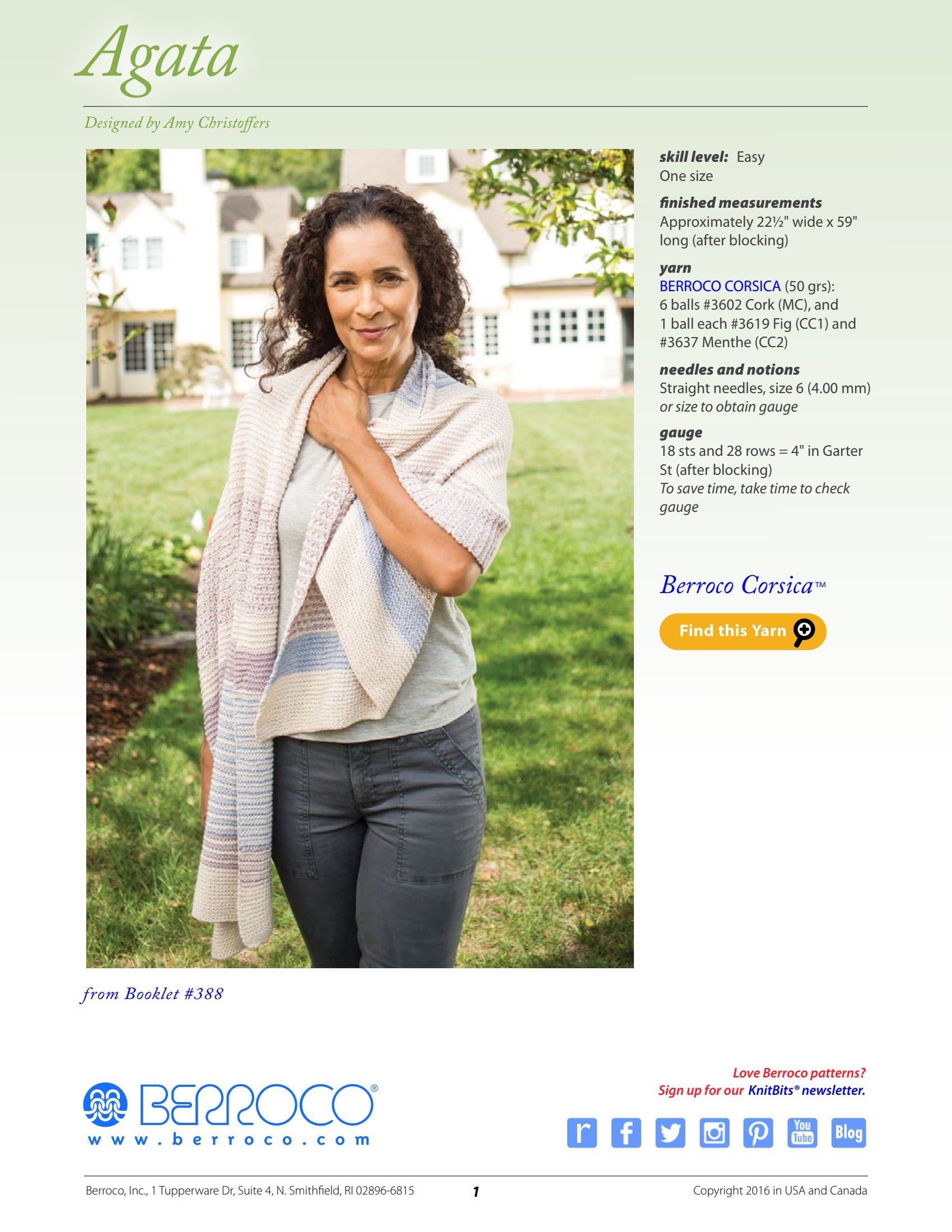Berroco Agata Wrap Knitting Pattern