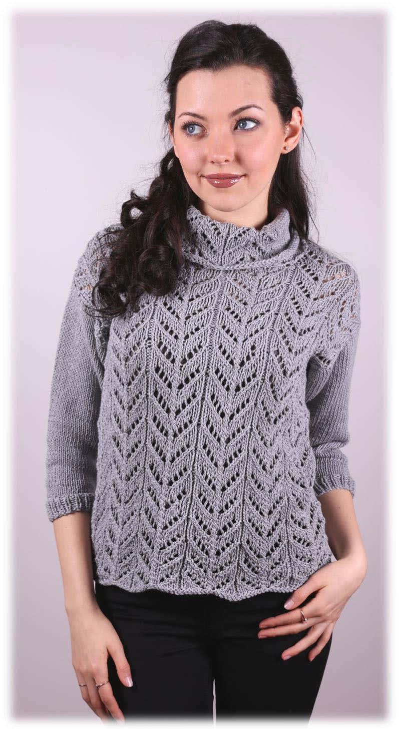 Womens Lace Pullover Jumper Knitting Pattern