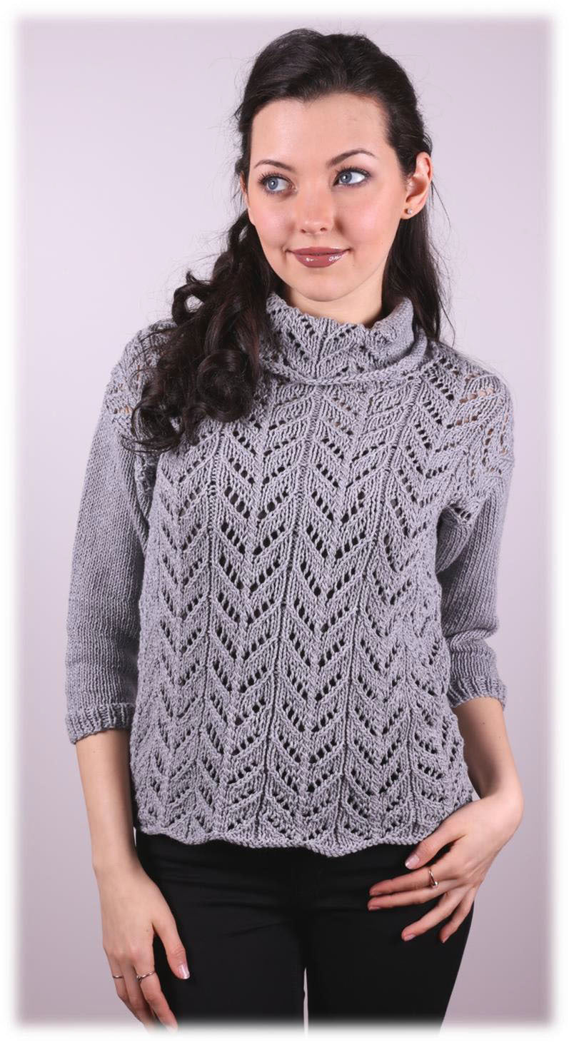 Womens Lace Pullover in Plymouth Yarn Cashmere De Cotone - 3009 - PDF