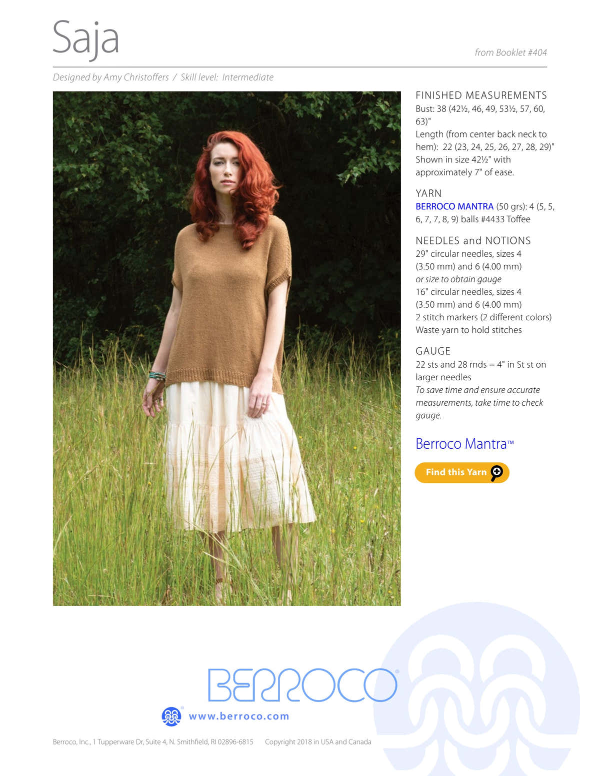 Berroco Saja Jumper Knitting Pattern