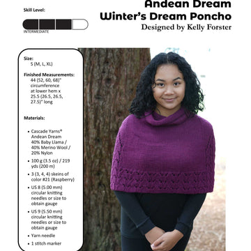 Cascade Yarns W Winter's Dream Poncho Cape Knitting Pattern