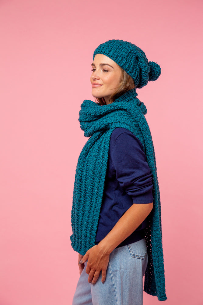 Paintbox Yarns Cinnamon Swirl Hat and Scarf Set Crochet