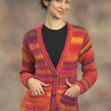 Woman’s Long Cardigan in Plymouth Yarn Bazinga - 2105 - PDF