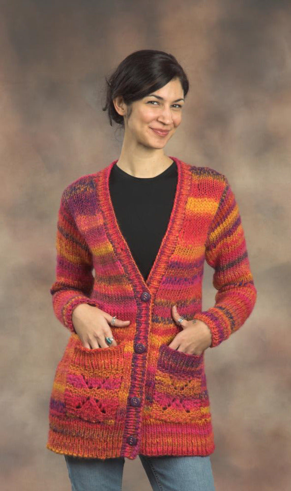 Woman’s Long Cardigan in Plymouth Yarn Bazinga - 2105 - PDF