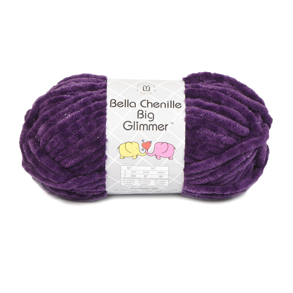 Universal Yarn Bella Chenille Big Glimmer Yarn - Polyester Super Chunky