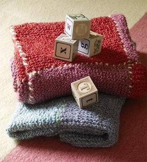 Country Cousins Blanket - Red Barn Colorway in Lion Brand Homespun