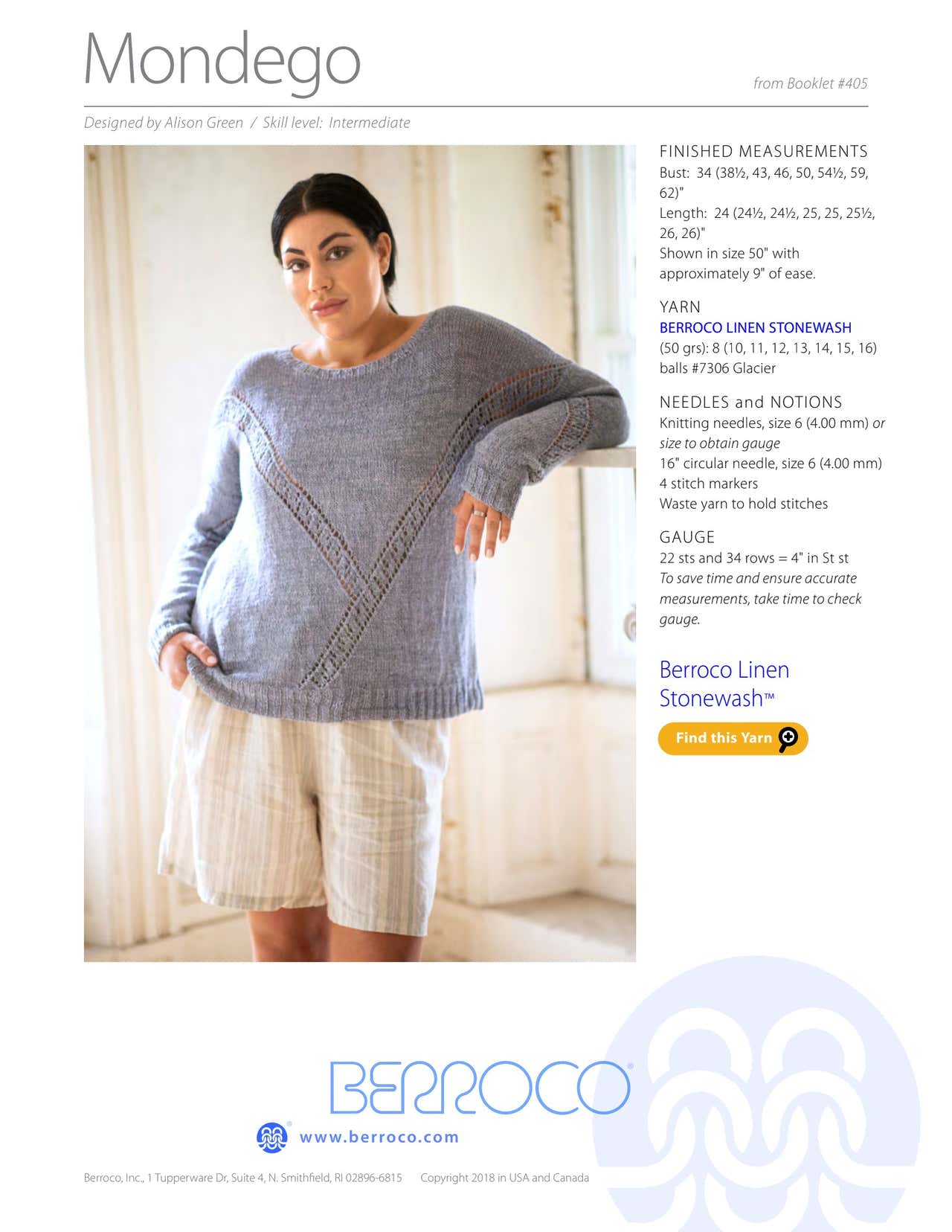 Berroco Mondego Jumper Knitting Pattern
