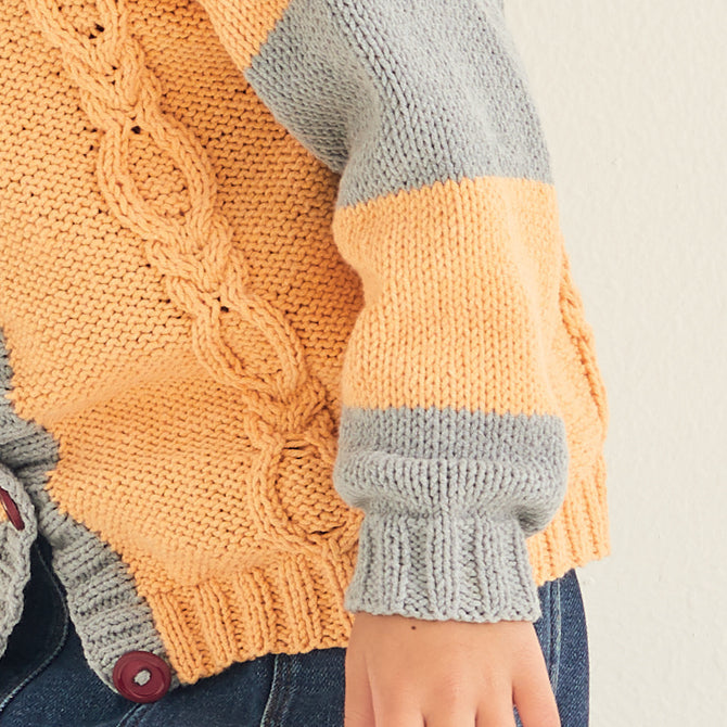 Sirdar Cabled Striped Cardigan Knitting Pattern