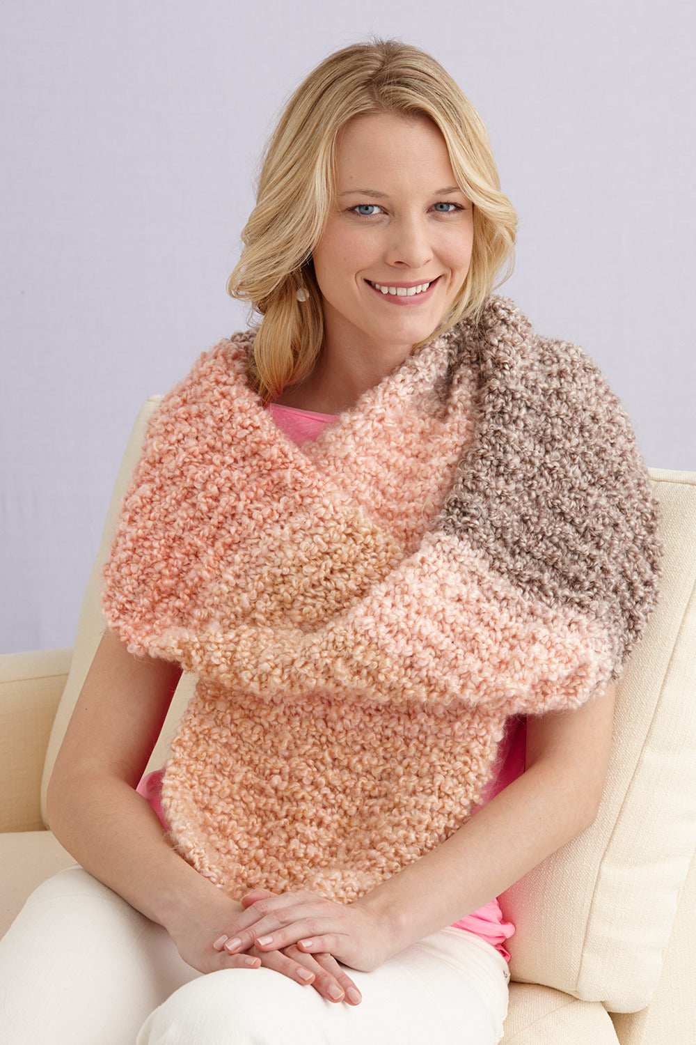Plush Stripes ShawlÃ‚Â in Lion Brand Homespun Thick & Quick - L