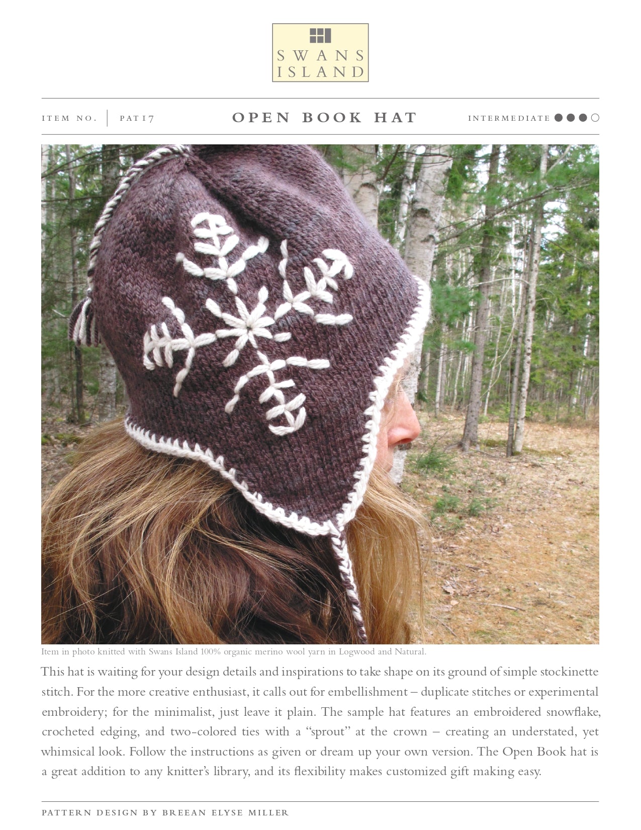 Swans Island Open Book Hat Knitting Pattern