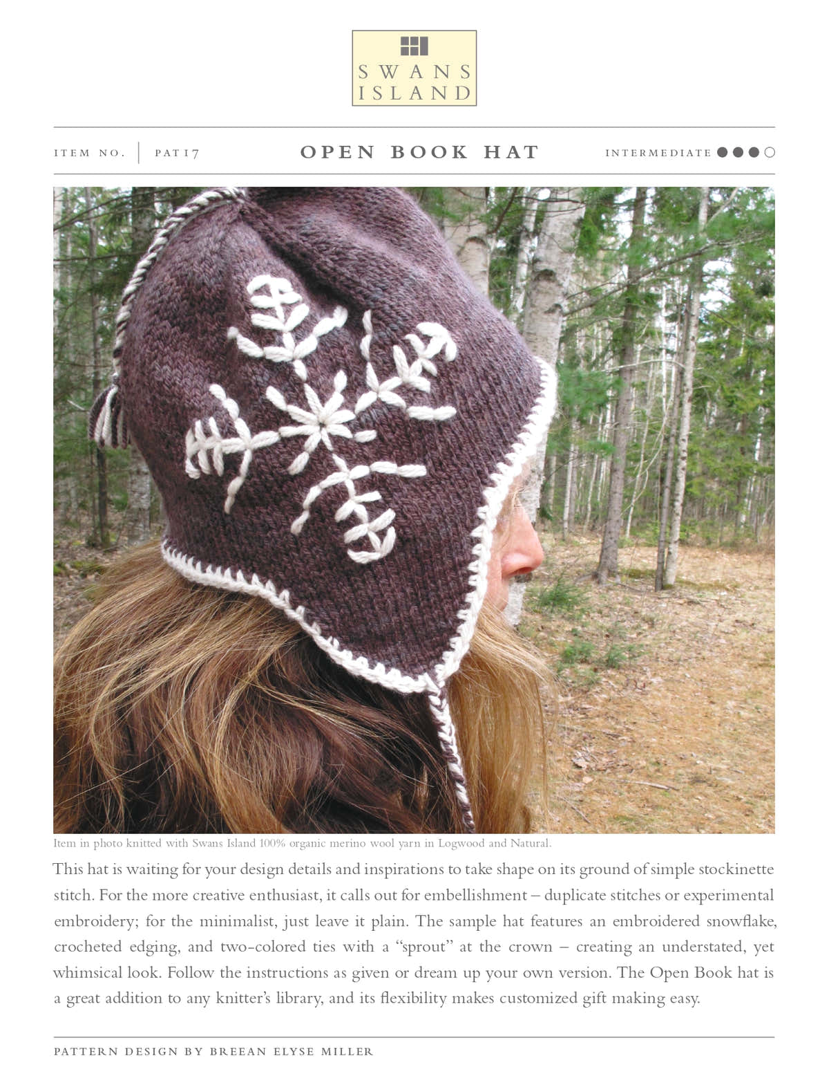 Swans Island Open Book Hat Knitting Pattern