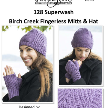 Cascade Yarns C299 Birch Creek Fingerless Mitts & Hat (Free)