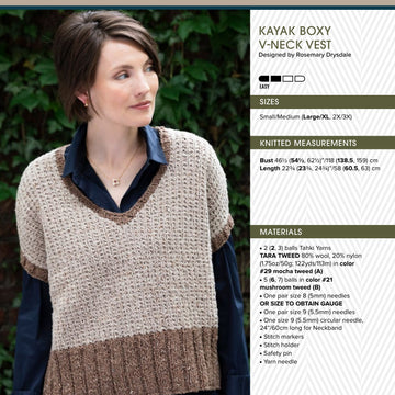 Tahki Yarns Kaya Boxy V Neck Knitting Pattern