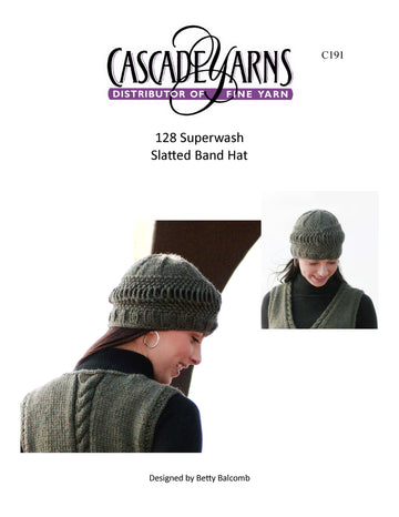 Slatted Band Hat in Cascade Yarns 128 Superwash - C191 - Free PDF
