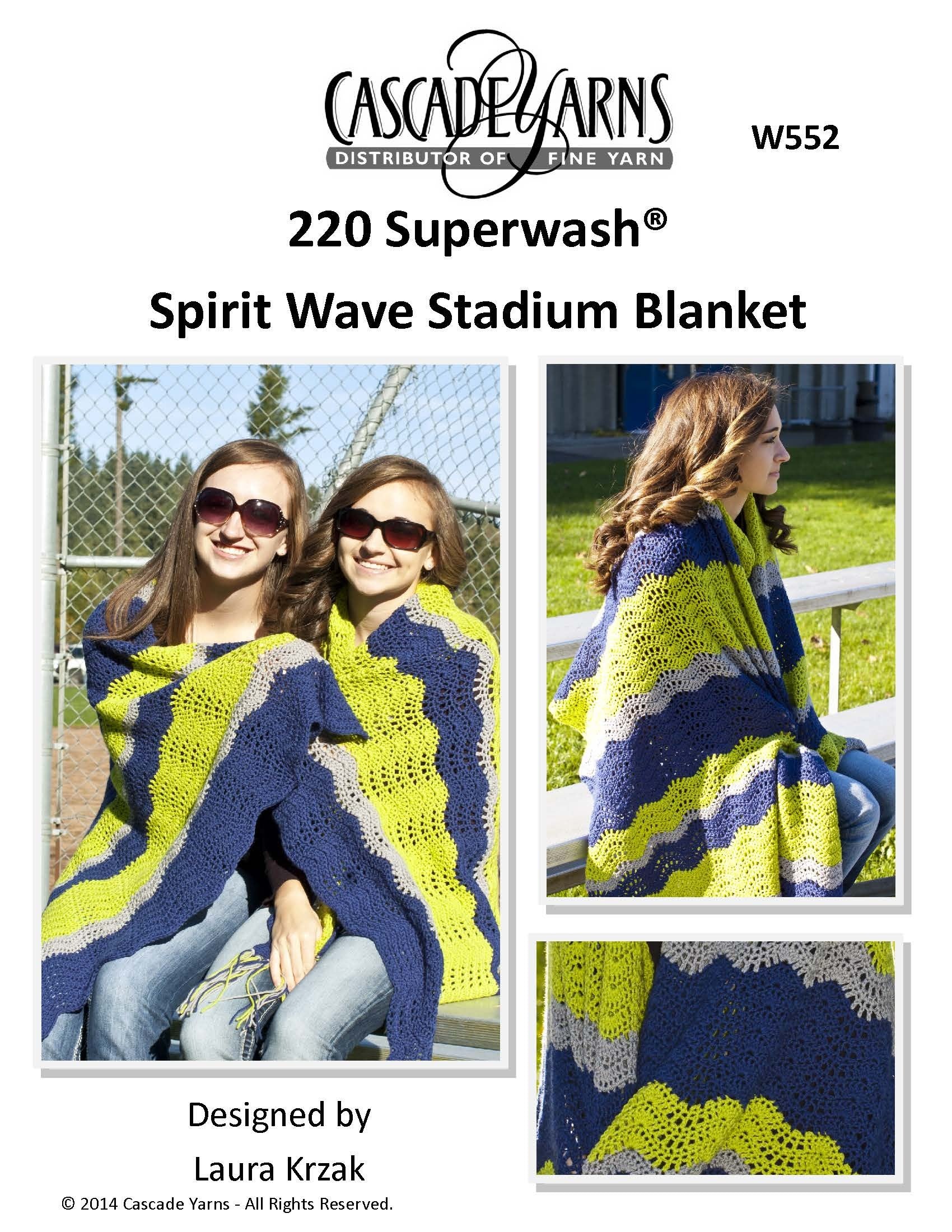 Spirit Wave Stadium Blanket in Cascade Yarns 220 Superwash - Free