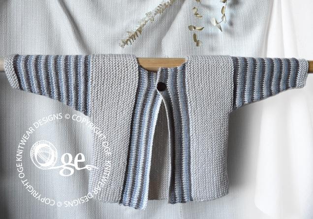 Baby sideways knit cardigan with stripe pattern - P066