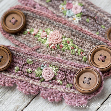 Embroidered Ear Saver - Crochet