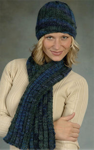 Ribs & Ridges Hat And Scarf in Plymouth Yarn Baby Alpaca Grande Hand Dye