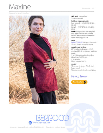 Berroco Maxine Cardigan Knitting Pattern