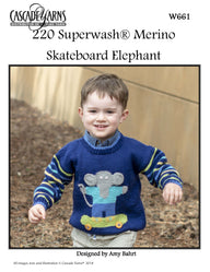 Skateboard Elephant in Cascade Yarns 220 Superwash Merino - Free
