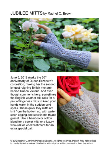 Rachel Brown Jubilee Mitts Gloves Knitting Pattern